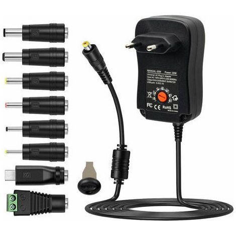 30w universel AC à DC adaptateur d'alimentation avec 5 V 2,1 a port USB plug - in AC chargeur d'alimentation 3 V à 12 V avec 8 adaptateurs DC pour l'électronique domestique (1/5)