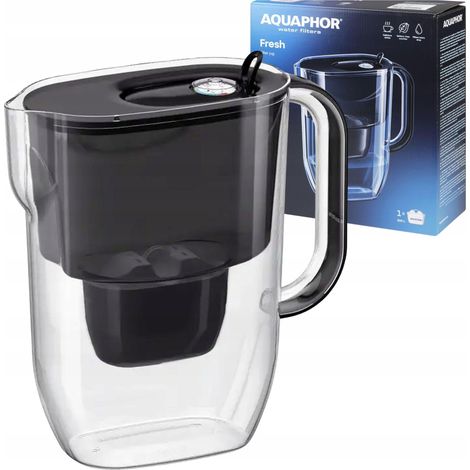 Jarra filtrante de agua Aquaphor Fresh de 3,2 L, color negro, con cartucho Maxfor. (1/5)