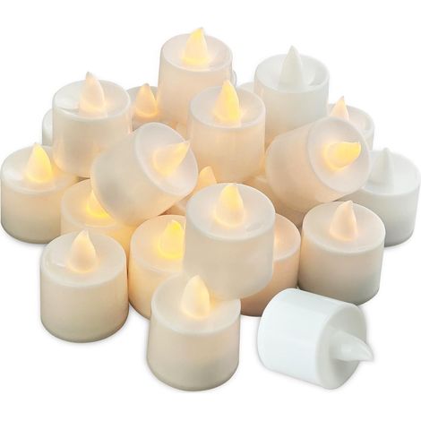24 Bougies chauffe-plat LED, Lumière blanche chaude, Effet flamme vacillante, Pour décoration maison et mariage (1/5)