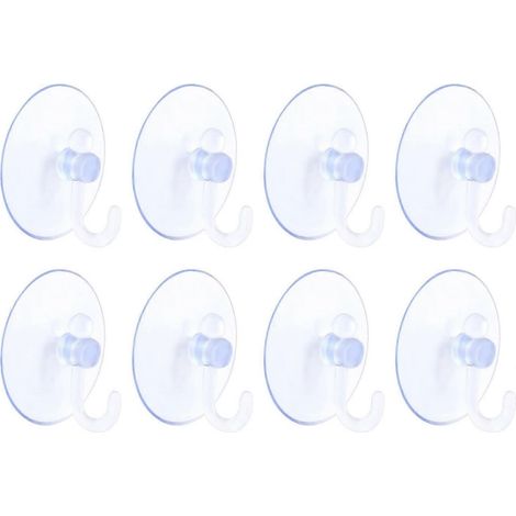 Filiyano-Lot de 8 crochets à ventouse transparents pour serviettes, à fixer sur une porte de salle de bain ou une fenêtre. Résistance maximale : 2 kg. (1/5)