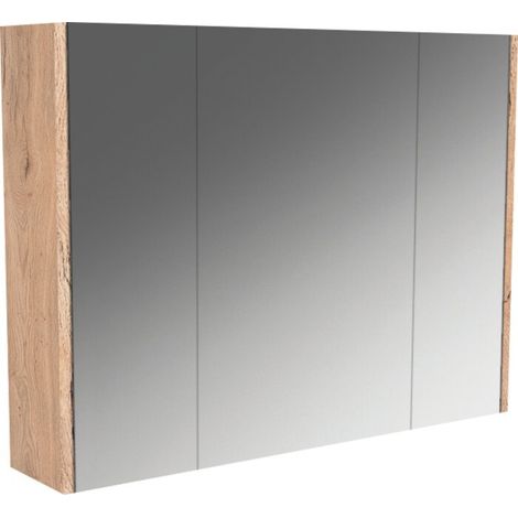 Armoire de toilette 80 cm – En chêne brut naturel – 2 tablettes réglables – Meuble bas de salle de bain – Decotec (1/2)