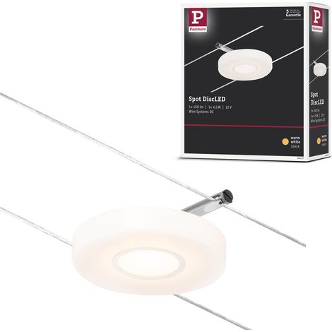 Spot LED en forme de corde avec 1 ampoule 4,5 W extensible Chrome mat, câble métallique chromé 3000 K (1/5)