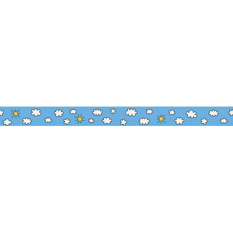 Frise papier peint enfant bleu nuage & ciel Frise tapisserie pour chambre enfant Frise murale chambre bébé motif nuage & soleil (1/2)