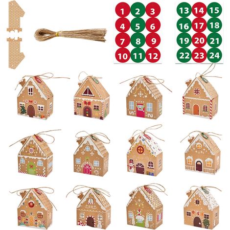 Boîte Calendrier De Lavent - 24 Boîtes Vides En Carton À Remplir Soi-Même - Pour Compte À Rebours De Noël - 17 x 14 x 3 cm - 250 g (1/5)