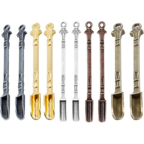 Lot de 10 mini-cuillères à priser en métal pour le remplissage de sel, d'épices, de poudre, de mica pailleté (1/5)