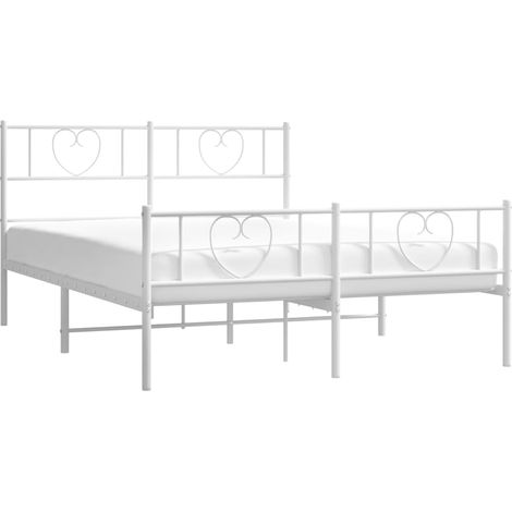 vidaXL Cadre de lit métal sans matelas et pied de lit blanc 160x200 cm (1/6)