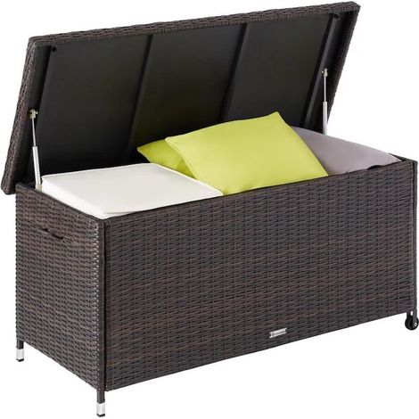 Coffre de jardin marron en rotin synthétique 120x55x61cm 270 L (1/5)