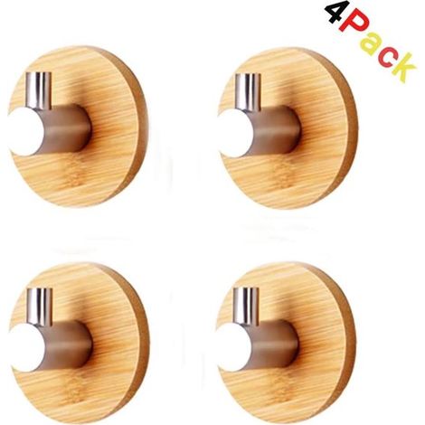 Ganchos autoadhesivos de acero inoxidable 304 y bambú para albornoces，percheros de pared，de madera)