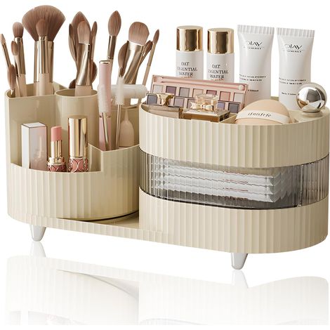 Organizador multifuncional giratorio de 360°, ideal para guardar brochas y cosméticos en el dormitorio o el baño. (1/5)