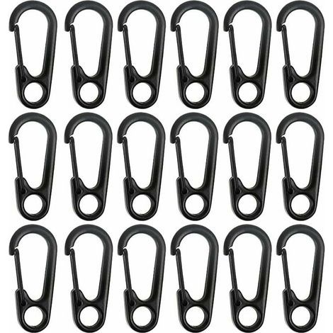 Mini mousqueton en alliage de zinc pour porte-clés, idéal pour l'escalade, la randonnée, l'alpinisme, le camping et la pendaison d'objets (noir, dimensions : 31,3 × 14,3 mm), lot de 20 pièces. (1/5)