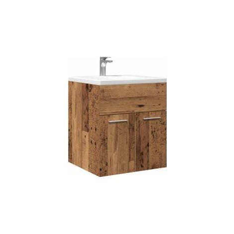 Meuble lavabo de salle de bain vieux bois bois d'ingénierie