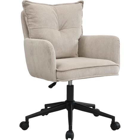 Chaise de bureau - Velours côtelé - Taupe et noir - Hauteur réglable - BATARU (1/5)