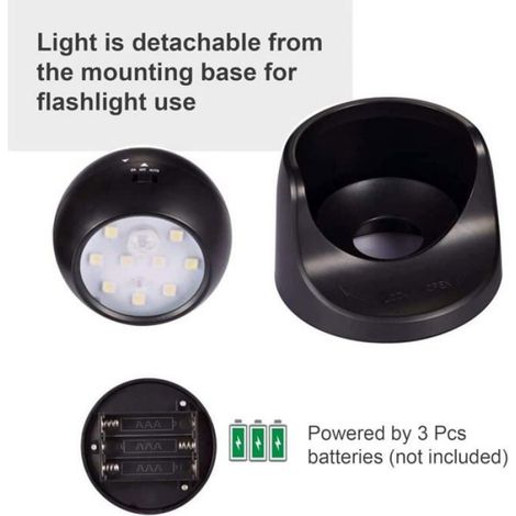 Spot LED extérieur avec détecteur de mouvement - - 1000 lumen - Sans fil - Sphère amovible - Rotation 360° (1/4)