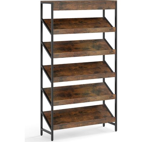 Libreria industriale a 6 ripiani con struttura in metallo, 161 cm
