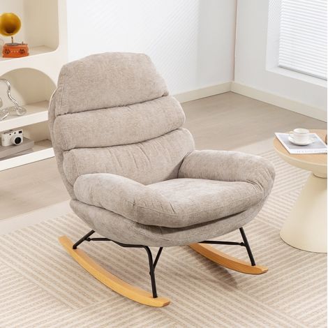Fauteuil berçant 103x80x91 cm en polyester blanc, gain de place pour salon FloraGrace (1/5)