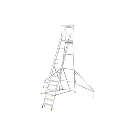 Escalera de aluminio móvil con tarima  plegable  con peldaños
