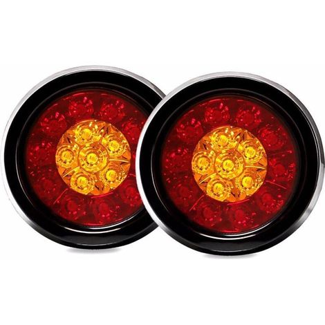 2 pezzi - Fanale posteriore bicolore a 16 LED con anello in gomma, fanale posteriore rotondo rosso e giallo per camion, adatto per Kamon Mk-272