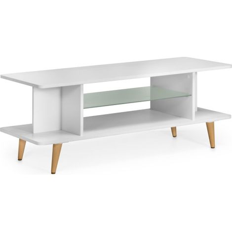 TOPKIT Table rectangulaire avec étagère en verre 2476 Table basse Table à mangerBlanc (1/5)