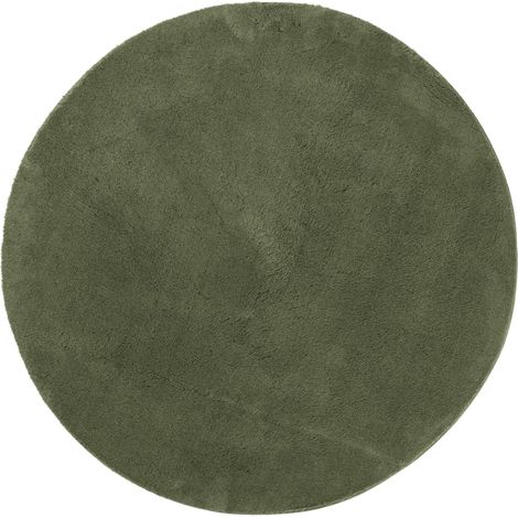 Tapis HUARTE à poils courts doux et lavable vert forêt Ø 100cm (1/5)
