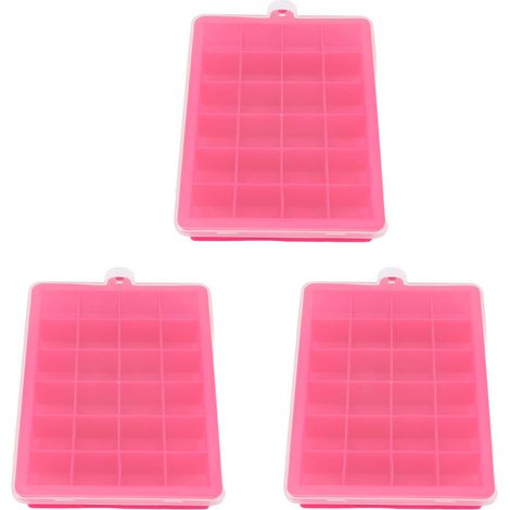 3er-Set wiederverwendbare Eiswürfelformen mit 24 Fächern, abnehmbarem Deckel und leicht zu entformendem Silikon-Eiswürfelbereiter für Whisky, Rosé und Rotwein (1/5)