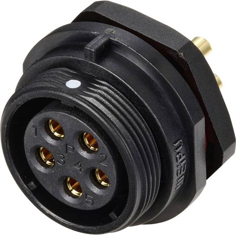 Connecteur pour montage en facade embase femelle 5 pôles 30 A 500 V/AC IP68 Weipu SP2112 / S 5 (1/4)