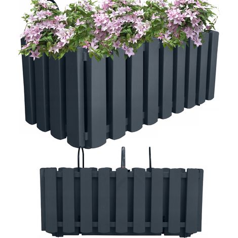 DDEF400W-S433 Balkonkasten-Blumentopf 38 cm mit Griffen, Anthrazit, Feuchtigkeitsmesser (1/5)