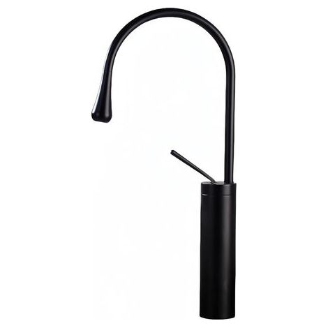 Waschtischarmatur, einzigartiges Luxusmodell mit langem Einhebelmischer und einem Loch, für Badezimmer, Toilette, Küche, Bar oder gewerbliche Waschtische, mattschwarze Ausführung aus massivem Messing, (1/5)