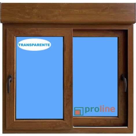 Ventana PVC 1000x1155 Roble Dorado Corredera con Persiana Vidrio Transparente