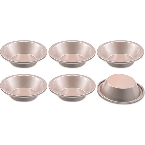 Moule Antiadhésif pour Hamburger Moule à Muffin Moule à Tarte aux Œufs Bakeware Polyvalent pour Pain de Hamburger Popover Poêle Muffin Cupcake Pudding Mousse Gelée etc Plat Rond Set de 6 Pièces 10cm,P (1/5)