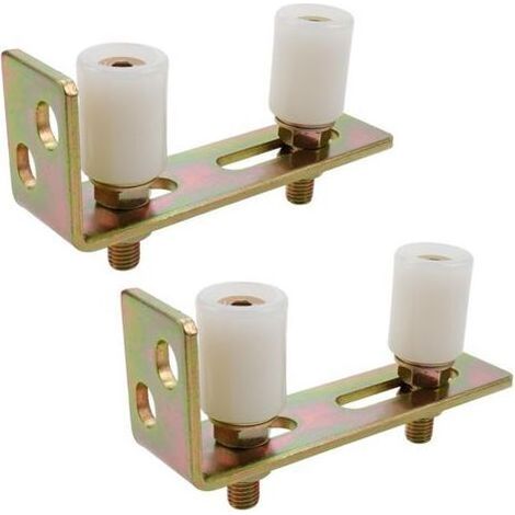 Rullo di guida per cancelli scorrevoli con staffa a L, portale di supporto regolabile in nylon con doppio rullo per cancelli scorrevoli (1/5)