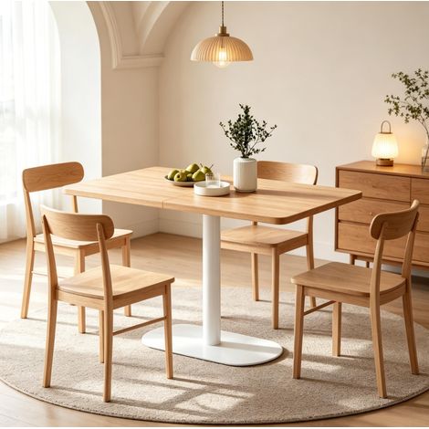 Tavolo da pranzo 120x70x75 cm in pannello e metallo rovere/bianco - MEUBLIV (1/5)
