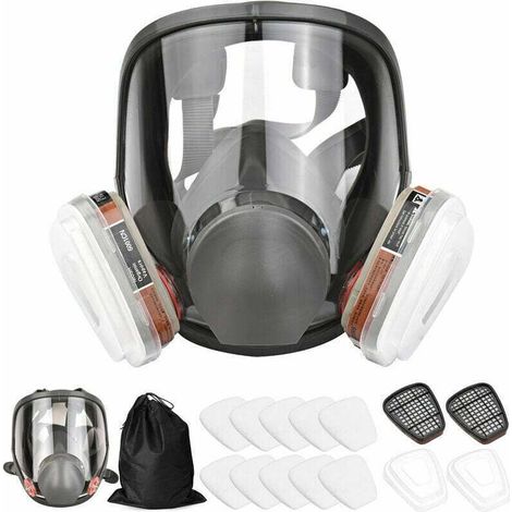 16-in-1-Vollgesichtsmaske, Silikon-Vollgesichtsmaske, Vollgesichtsmaske + Filterbox, Baumwollfilter, 7-teiliges Set zur Vermeidung von Ammoniak