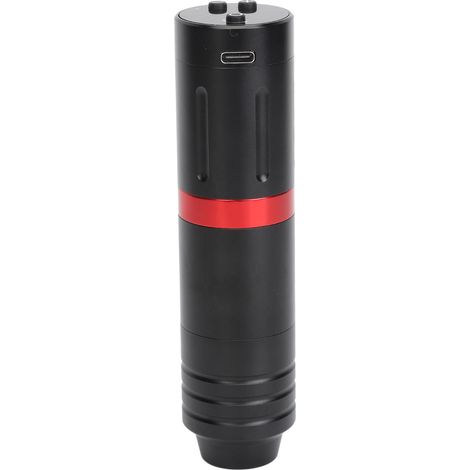 Cartouche de Tatouage Rotatif sans Fil 1500mAh, Machine Stylo 3.5mm Course, Moteur Sans Noyau, Liner & Shader, Alimentation LCD, Noir avec Anneau Rouge (1/5)
