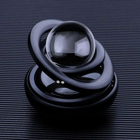 Désodorisant pour voiture, purificateur d'air à énergie solaire pour l'intérieur de la voiture, accessoire de décoration à rotation automatique avec 2 flocons parfumés (noir) (1/2)