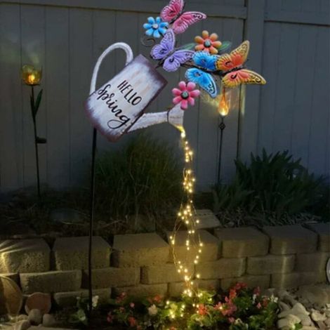 Garden Light Watering Can, Outdoor Garden Lights Star Shower Watering Can Watering Lights with LED Holder String Lights Romantic Decorative Light for Garden, Yard, Butterfly Path (1/5)