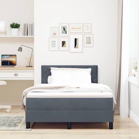 LED Boxspringbett mit Matratze Dunkelgrau 120 x 190 cm Samt