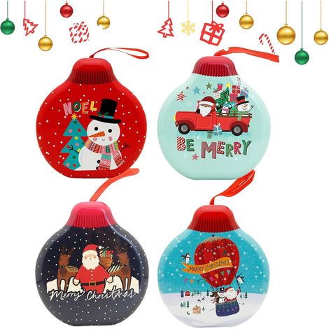 Boîtes À Biscuits De Noël 4 Pièces Récipient À Thème De Fêtes,Boîte De (1/5)