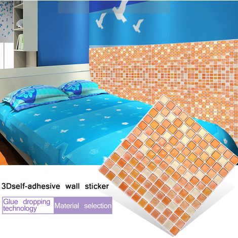 Autocollant mural adhésif 3D effet carrelage décor DIY cuisine salle de bain maison yjc0015 (1/2)