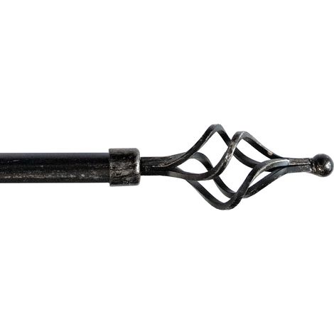 Bastone Tenda Ferro Estendibile 160-300 Asta Scorritenda modello Vortice - Nero Argento