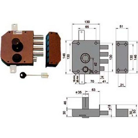 1PZ SERRATURA TRIPLICE DA APPLICARE CON SCROCCO DOPPIA MAPPA 20530 - mm.60 SX (20530VSDMX)