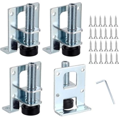 Lot de 4 supports de mise à niveau en L réglables pour meubles, patins de fixation pour établi, placard, portant, hauteur 5,1 cm (1/4)