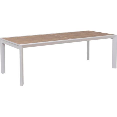 Grande table de jardin en aluminium blanc et effet bois Ayden