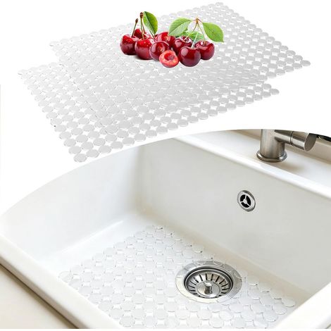 Tapis évier Cuisine, Lot de 2 Tapis d'évier Découpable, Antidérapant évier (1/5)