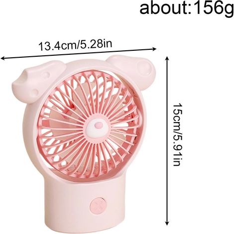 Ventilador Portátil Recargable USB-C, 3 Velocidades Silencioso y Ajustable, Plástico ABS Rosa – Ideal para Oficina y Viajes (1/4)