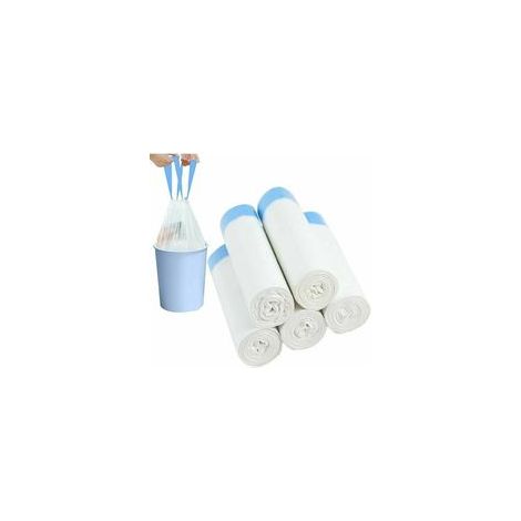 Sacs à ordures 10L-15L Sacs à ordures avec poignée de transport Sacs à ordures blancs à cordon de serrage Sacs à ordures avec cordon de serrage 75 pièces Nouveau matériel pour cuisine salon bureau mén (1/4)