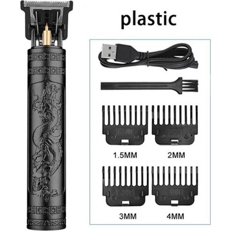Trade Shop - Tagliacapelli Rasoio Elettrico Ricaricabile Regolabile Taglia Barba Capelli Prof - Negro (1/5)