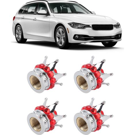 Crown Diamond Ventildeckel für Pkw- und Lkw-Reifen und Profilblöcke (4er-Packung) Rot (1/5)