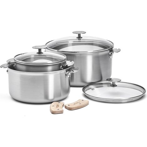 Batterie 3 casseroles 16/20/24cm + anses + couvercle - De Buyer - 3661.03 (1/2)