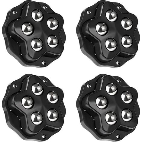 Quatre roulettes à billes en acier auto-adhésives robustes et durables, sans perçage, adhésif et patins de frein inclus.
