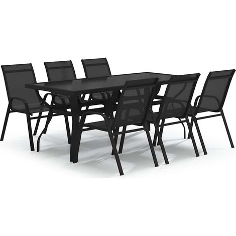 Maison Exclusive - Set da Pranzo da Giardino 7 pz Nero (1/5)